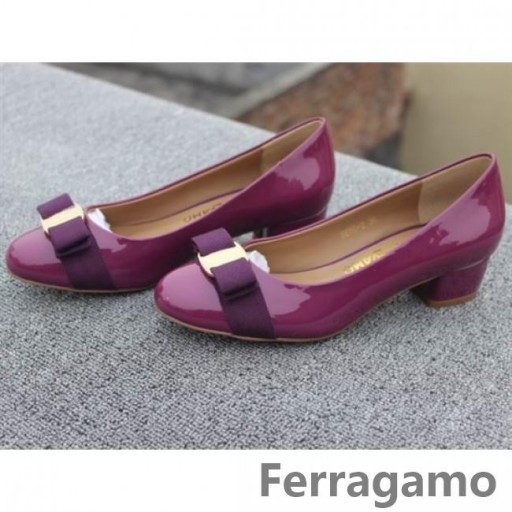 Ferragamo Low-Heel Vara Pump Red