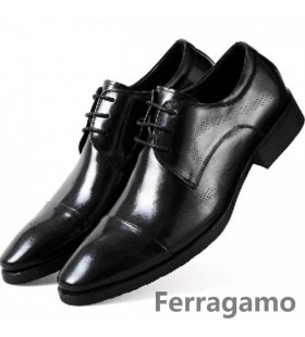 Ferragamo Air Hole Brown Black Leather Shoes Sale
