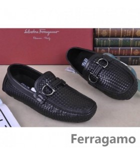 Ferragamo Bit Driver Mocassin Shoes In Black