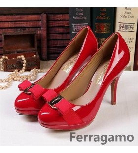 Ferragamo Platform Pump Red