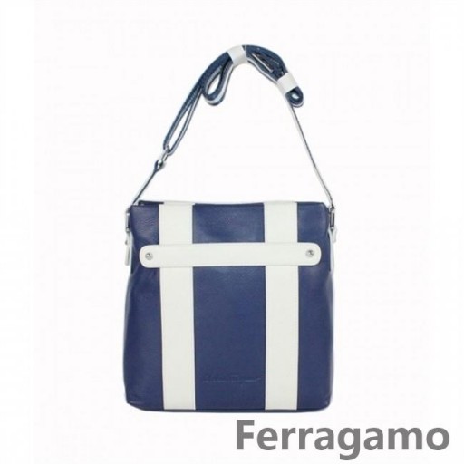 Ferragamo De Couro Azul Pequeno Saco De Mensageiro