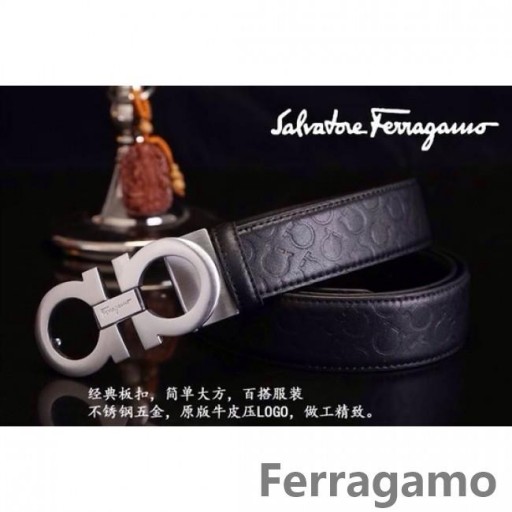 Ferragamo Suave Monstro cinto de couro com duplo gancini fivela GM025