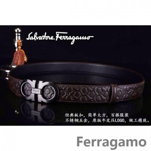 Ferragamo Suave Monstro cinto de couro com duplo gancini fivela GM026