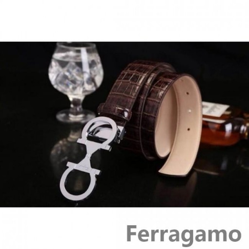 Ferragamo Suave Monstro cinto de couro com duplo gancini fivela GM066