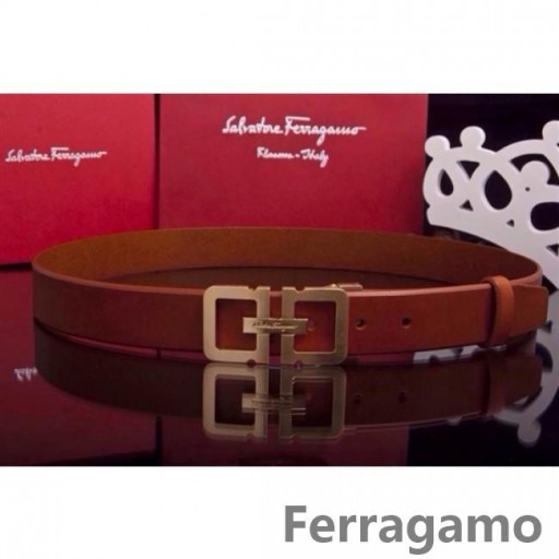 Ferragamo Suave Monstro cinto de couro com duplo gancini fivela GM111