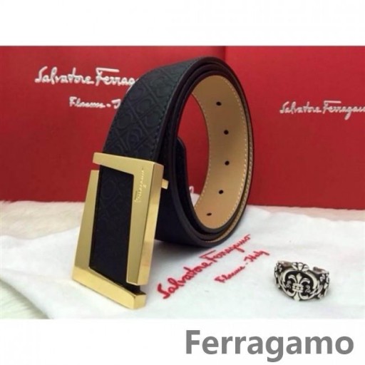 Ferragamo Suave Monstro cinto de couro com duplo gancini fivela GM117