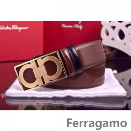 Ferragamo Suave Monstro cinto de couro com duplo gancini fivela GM127