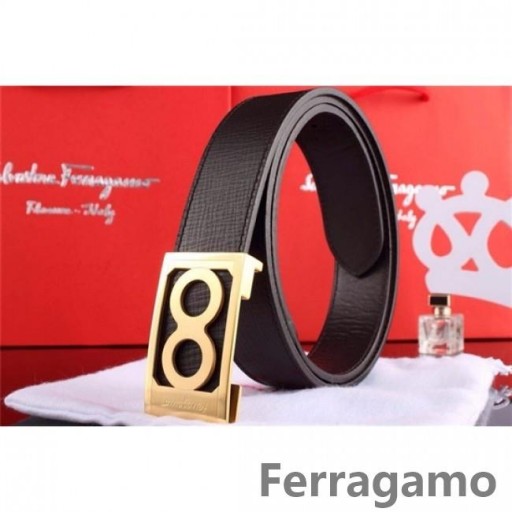 Ferragamo Suave Monstro cinto de couro com duplo gancini fivela GM146