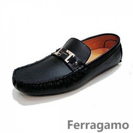 Ferragamo Sapatos Sapatos De Fivela De Couro Café
