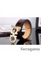 Ferragamo Suave Monstro cinto de couro com duplo gancini fivela GM030