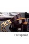Ferragamo Suave Monstro cinto de couro com duplo gancini fivela GM030