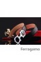 Ferragamo Suave Monstro cinto de couro com duplo gancini fivela GM058