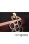 Ferragamo Suave Monstro cinto de couro com duplo gancini fivela GM058