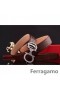 Ferragamo Suave Monstro cinto de couro com duplo gancini fivela GM058