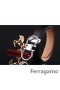 Ferragamo Suave Monstro cinto de couro com duplo gancini fivela GM061