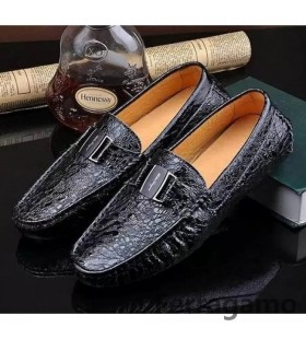 Ferragamo Driver Mocassins Com Vara Ornamento Sapatos Pretos