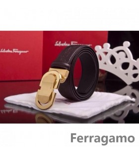 Ferragamo Suave Monstro cinto de couro com duplo gancini fivela GM101