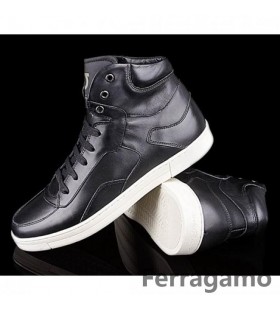 Ferragamo Alta Superior A Sapatilha Preta De Café