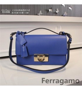 Ferragamo pequeno Gancio Bloqueio saco de Ombro azul SFS-UU265
