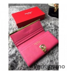 Ferragamo tárca rózsaszín arany Gancio csat