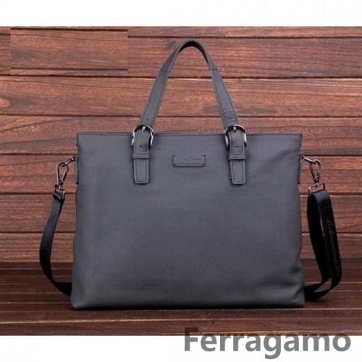 Ferragamo Grained Briefcase Mála Liath Ú-S908