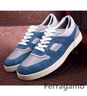 Ferragamo Íseal Barr Sneaker Gorm