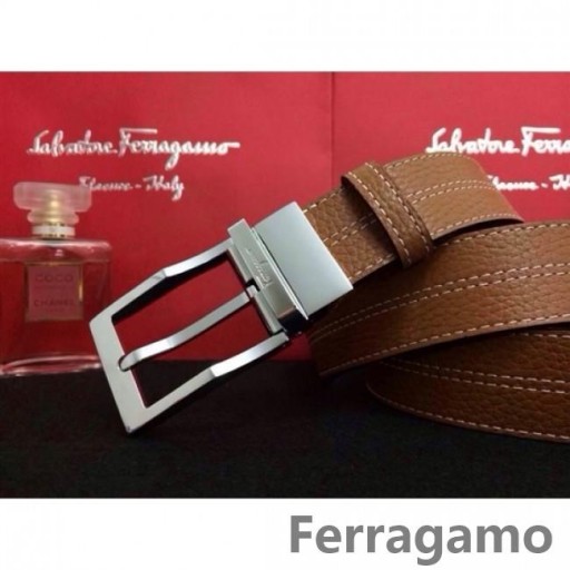 Ferragamo Dolce Mostro cintura in pelle con doppio gancini fibbia GM125