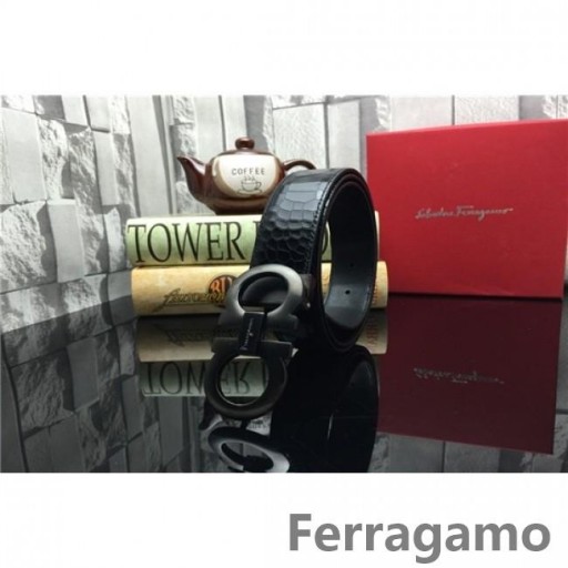 Ferragamo Dolce Mostro cintura in pelle con doppio gancini fibbia GM163