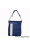 Ferragamo In Pelle Blu Vintage Messenger Bag