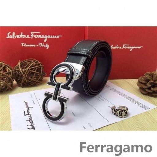 Ferragamo Svak Monster skinn belte med dobbel gancini spenne GM139