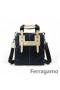 Ferragamo Blått Skinn-Logoen Foran Små Tote Bag