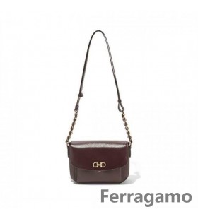 Salvatore Ferragamo Medium Double Gancio Kjede Skulder Bag Salg Online SFS-UU166