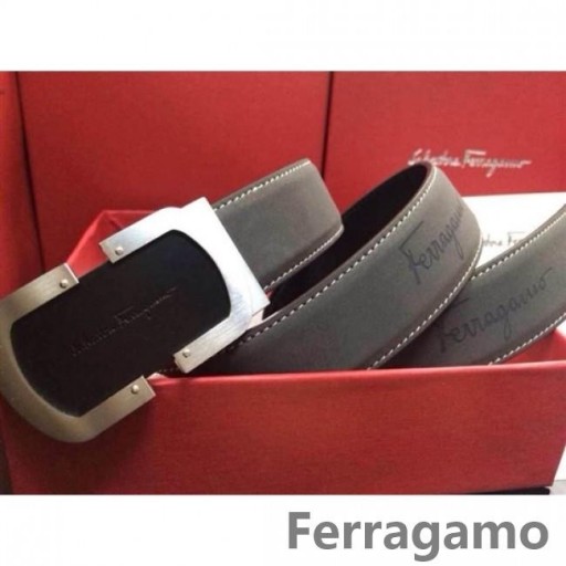 Skórzany pasek Ferragamo Gentle Monster z podwójną klamrą gancini GM038