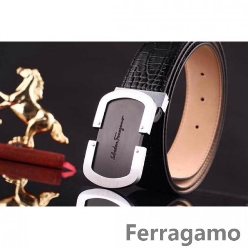 Skórzany pasek Ferragamo Gentle Monster z podwójną klamrą gancini GM059