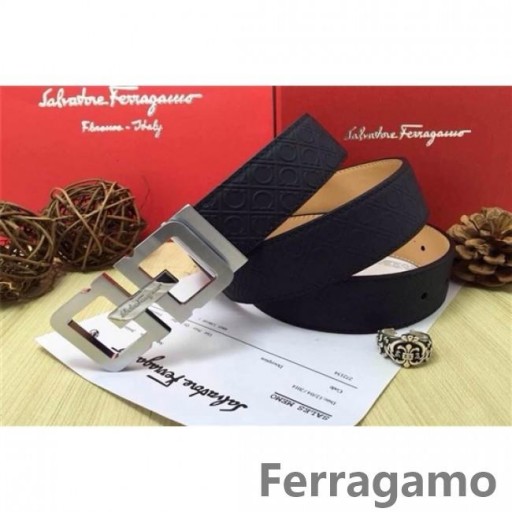 Skórzany pasek Ferragamo Gentle Monster z podwójną klamrą gancini GM132