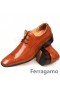 Buty Ferragamo Aiden z lakierowanej skóry sznurowane Brązowy