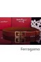 Skórzany pasek Ferragamo Gentle Monster z podwójną klamrą gancini GM111