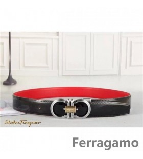 Skórzany pasek Ferragamo Gentle Monster z podwójną klamrą gancini GM002