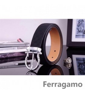 Skórzany pasek Ferragamo Gentle Monster z podwójną klamrą gancini GM035