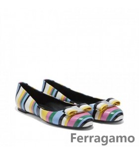 Salvatore Ferragamo Apartamente cu Dungi Varina Plat Toc de 1 Cm SF-R776