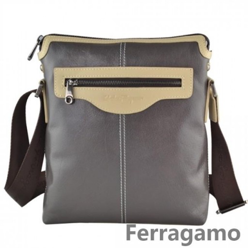 Ferragamo Logo Sieťotlač Kožená Taška Cez Rameno