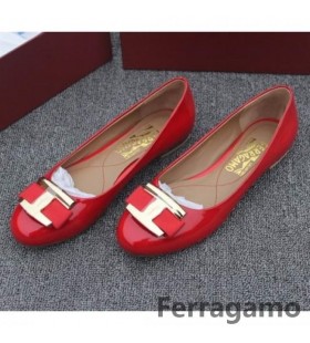Ferragamo Ninna Kožené Balerína Bytov Červená