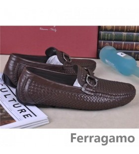 Ferragamo 까만 가죽 Bari Wingtip Oxfords
