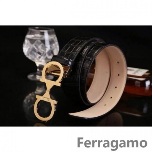 Ferragamo Mild Monster läder bälte med dubbla gancini spänne GM069