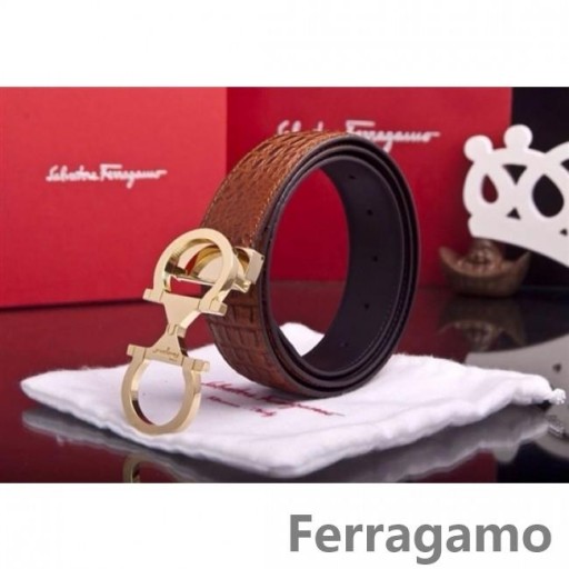 Ferragamo Mild Monster läder bälte med dubbla gancini spänne GM092