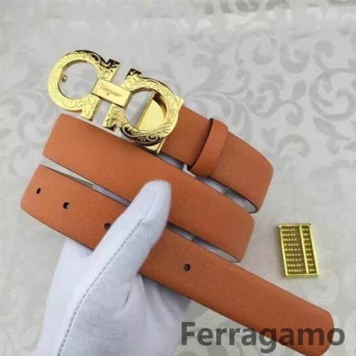 Ferragamo ursprungliga upplagan justerbar kalvskinn läder gancini bälte OE013