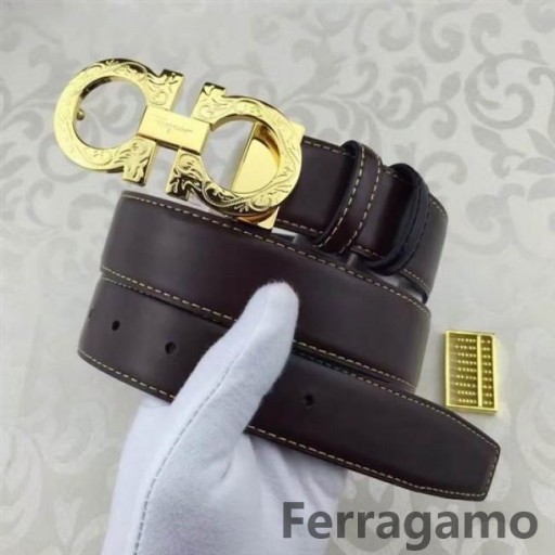 Ferragamo ursprungliga upplagan justerbar kalvskinn läder gancini bälte OE027