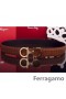 Ferragamo Mild Monster läder bälte med dubbla gancini spänne GM092