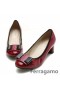 Ferragamo Min Stil Skor Rött Läder Pumpar
