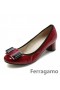 Ferragamo Min Stil Skor Rött Läder Pumpar